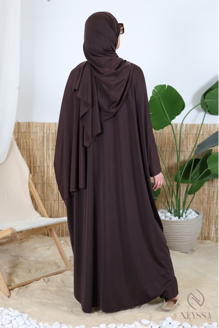 Burkini jilbeb de bain long tunique coupe papillon, tissu hydrofuge