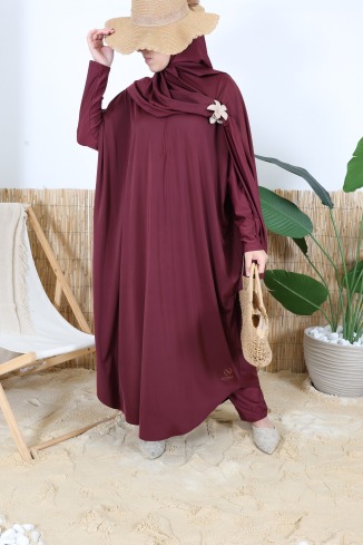 3-Piece Burgundy Water-Repellent Swim Jilbab 2