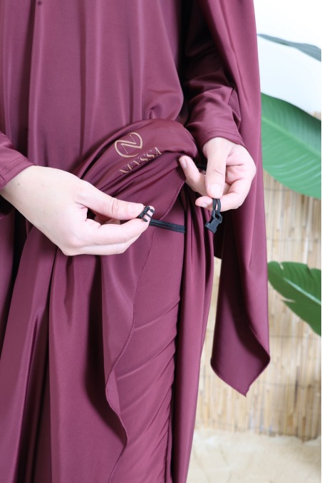 3-Piece Burgundy Water-Repellent Swim Jilbab