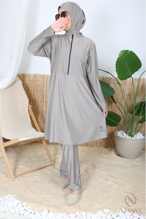 3-teiliger Badeburkini mit integrierter Kapuze aus strapazierfähigem, blickdichtem Material