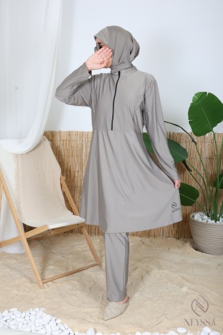 3-teiliger Badeburkini mit integrierter Kapuze aus strapazierfähigem, blickdichtem Material