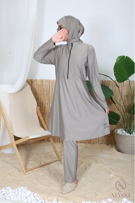 3-teiliger Badeburkini mit integrierter Kapuze aus strapazierfähigem, blickdichtem Material