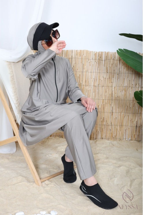 3-teiliger Badeburkini mit integrierter Kapuze aus strapazierfähigem, blickdichtem Material