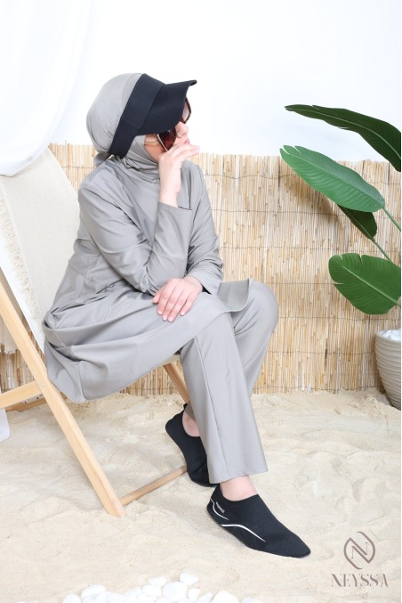 3-teiliger Badeburkini mit integrierter Kapuze aus strapazierfähigem, blickdichtem Material