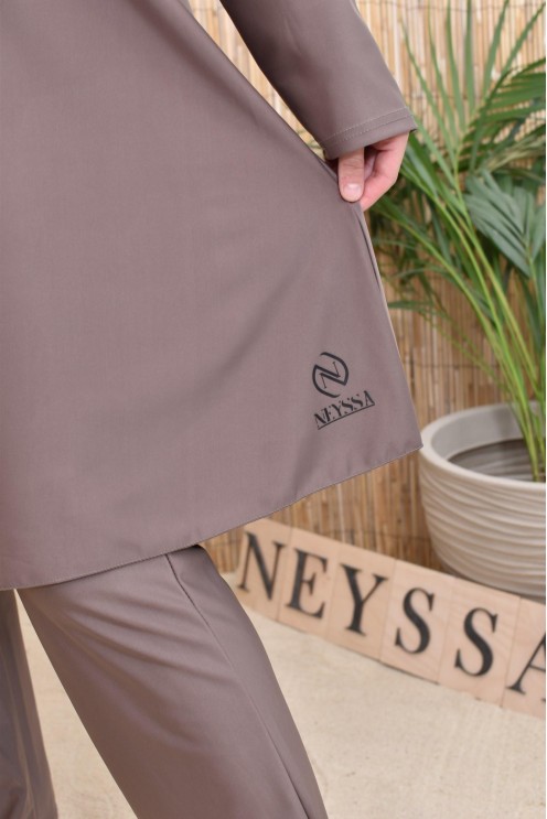 Badeburkini lange Tunika mit Reißverschluss mit Hose und Kapuze Sommer 2024