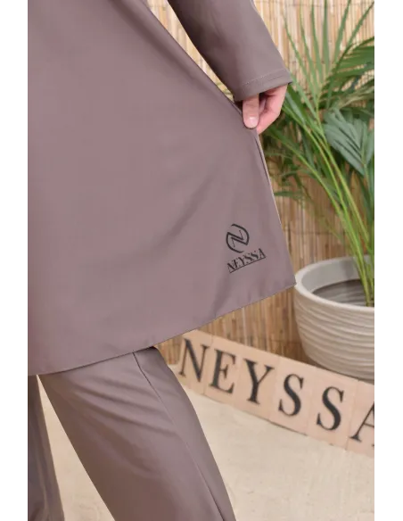 Badeburkini lange Tunika mit Reißverschluss mit Hose und Kapuze Sommer 2024