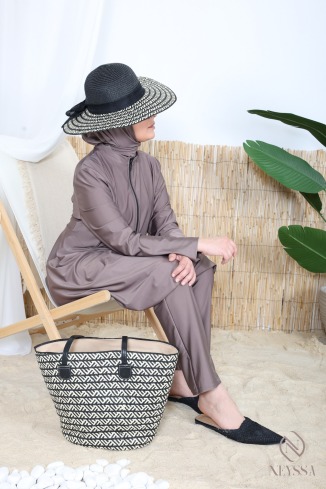 Burkini de bain tunique longue avec zip avec pantalon et cagoule été 2024 2