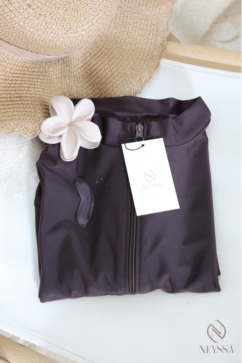 3-Piece Burkini Set: Tunic with Zipper + Pants and Swim Cap