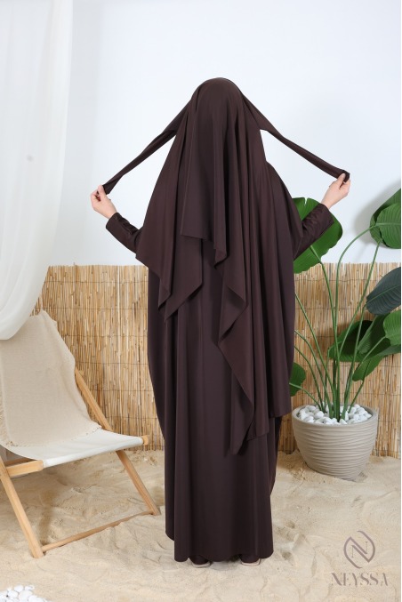 Burkini jilbeb de bain long tunique coupe papillon, tissu hydrofuge