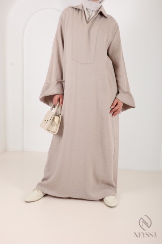 Women’s loose-fitting maxi dress in linen-effect fabric