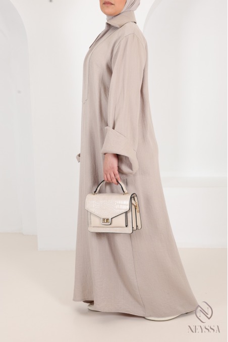 Women’s loose-fitting maxi dress in linen-effect fabric