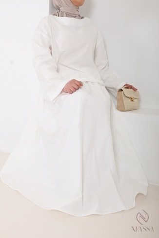 Long, flared cotton skirt without slits, with lining