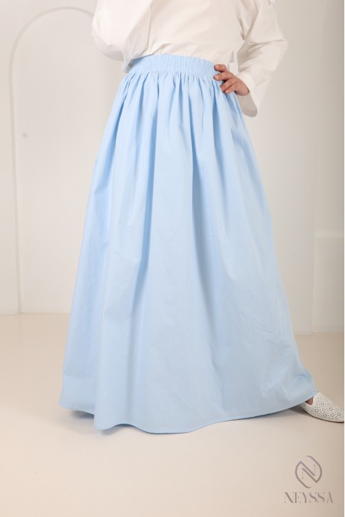 Long beige cotton skirt with a flared cut and lining