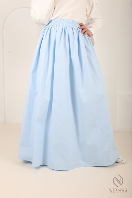 Long beige cotton skirt with a flared cut and lining