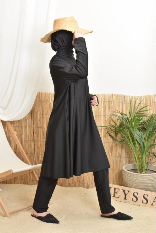 Burkini lang mit Reißverschluss mit Hose und Kapuze Neyssa Confection.