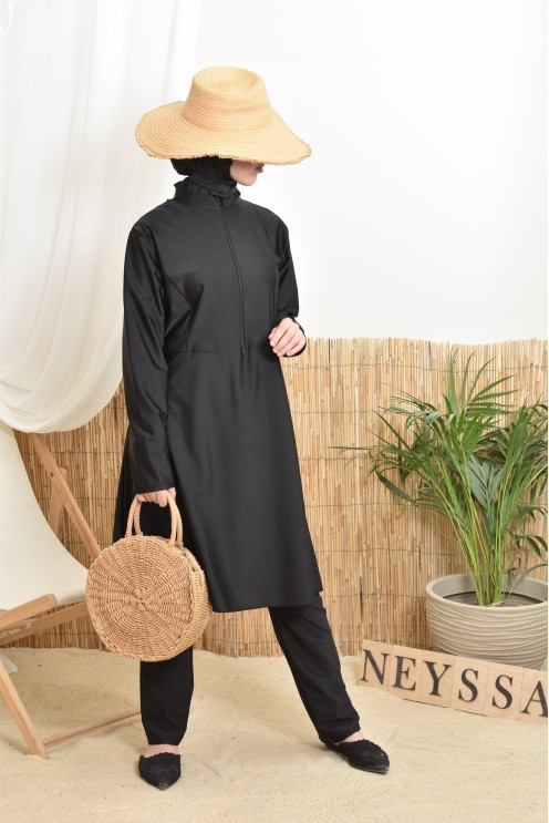 Burkini lang mit Reißverschluss mit Hose und Kapuze Neyssa Confection.