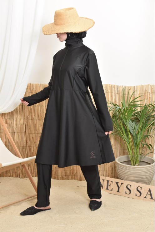 Long tunic burkini with zip, pants and hood Neyssa Collection