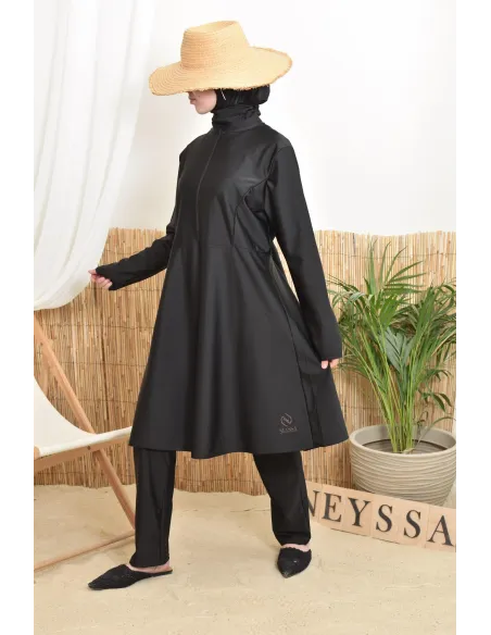 Burkini noir long zippée avec pantalon et cagoule Neyssa Confection