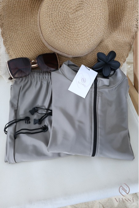 Jilbeb de bain Neyssa, tunique longue, palazzo et khimar de bain
