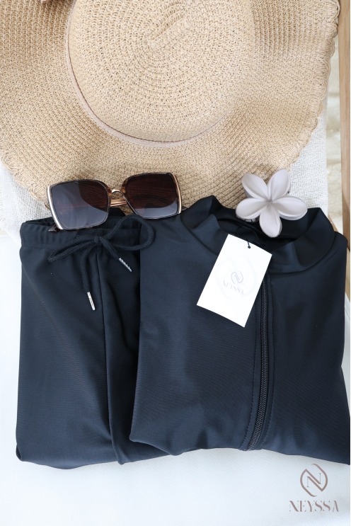 Burkini lang mit Reißverschluss mit Hose und Kapuze Neyssa Confection.