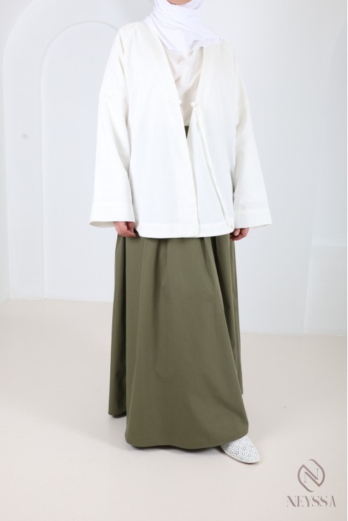 Long cotton-blend skirt with a flared cut and lining