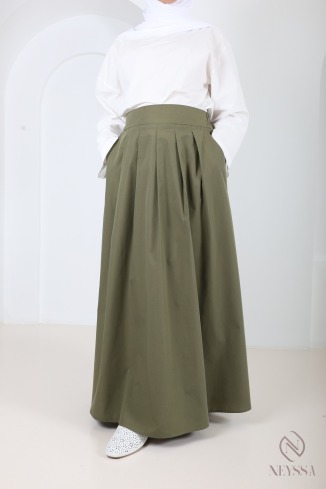 Long cotton-blend skirt with a flared cut and lining