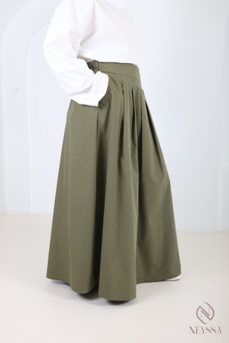 Long cotton-blend skirt with a flared cut and lining 2