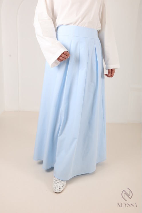Long cotton-blend skirt with a flared cut and lining