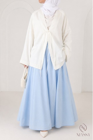 Veste oversize en coton blanc cassé, style kimono japonais