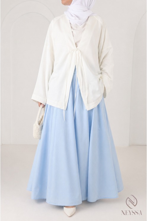 Veste oversize en coton blanc cassé, style kimono japonais