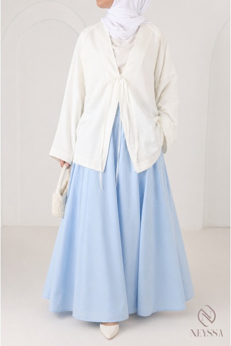Veste oversize en coton blanc cassé, style kimono japonais
