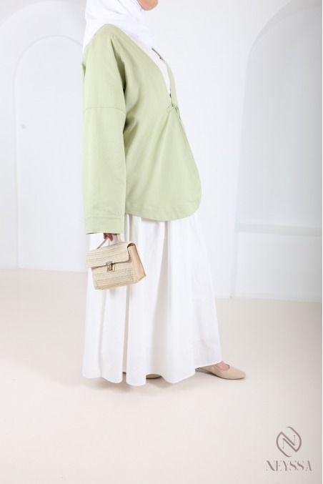 Mid-length kimono-style jacket, cotton fabric, spring/summer outfit