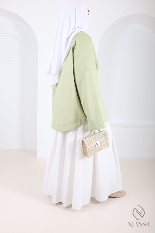 Mid-length kimono-style jacket, cotton fabric, spring/summer outfit