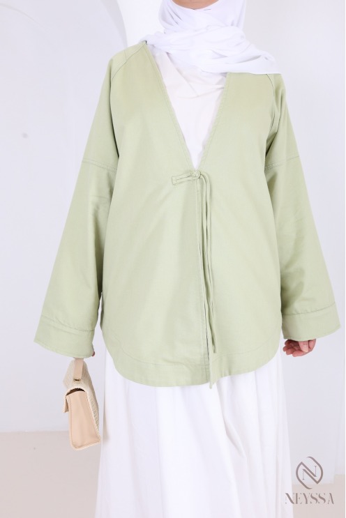 Veste mi-longue style kimono, matière en coton, outfit printemps/été