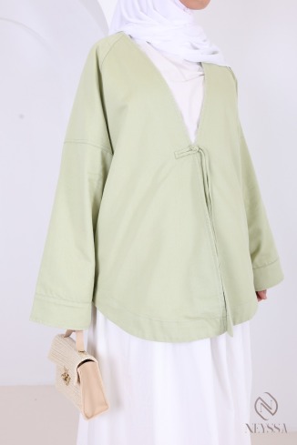 Mid-length kimono-style jacket, cotton fabric, spring/summer outfit 2