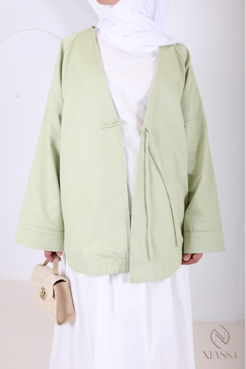 Halblange Jacke im Kimono-Stil, aus Baumwolle