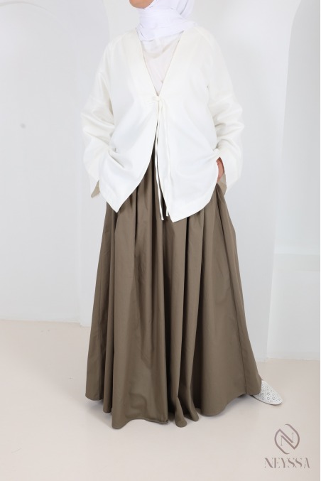 Veste oversize en coton blanc cassé, style kimono japonais