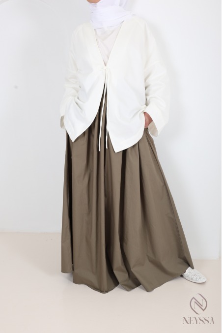 Oversize-Jacke aus cremefarbener Baumwolle im japanischen Kimono-Stil