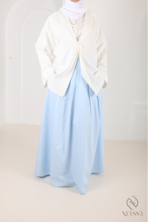 Veste oversize en coton blanc cassé, style kimono japonais