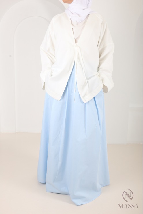 Oversize-Jacke aus cremefarbener Baumwolle im japanischen Kimono-Stil