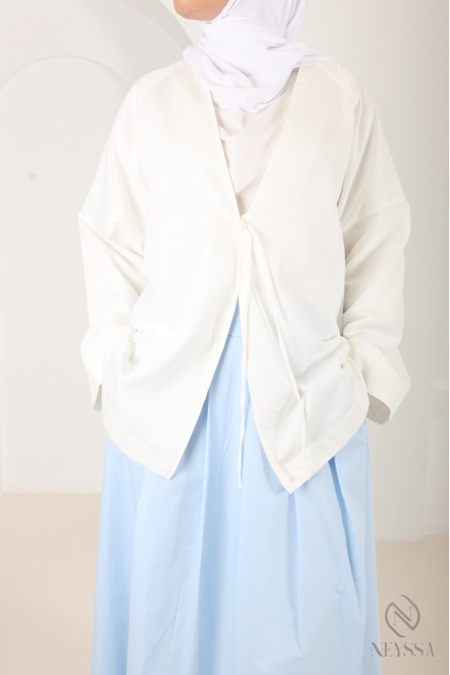 Off-white oversized cotton jacket, Japanese kimono style