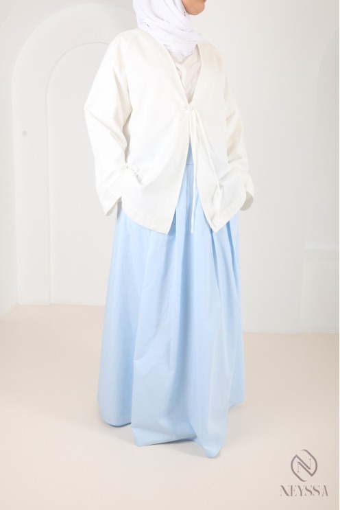 Veste oversize en coton blanc cassé, style kimono japonais