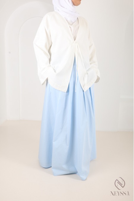 Oversize-Jacke aus cremefarbener Baumwolle im japanischen Kimono-Stil