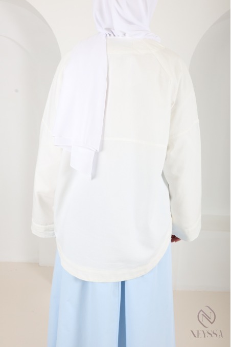 Off-white oversized cotton jacket, Japanese kimono style