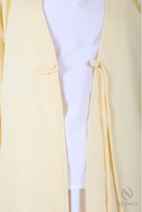 Trendige, halblange Jacke im Kimono-Stil, gelb, aus Baumwolle