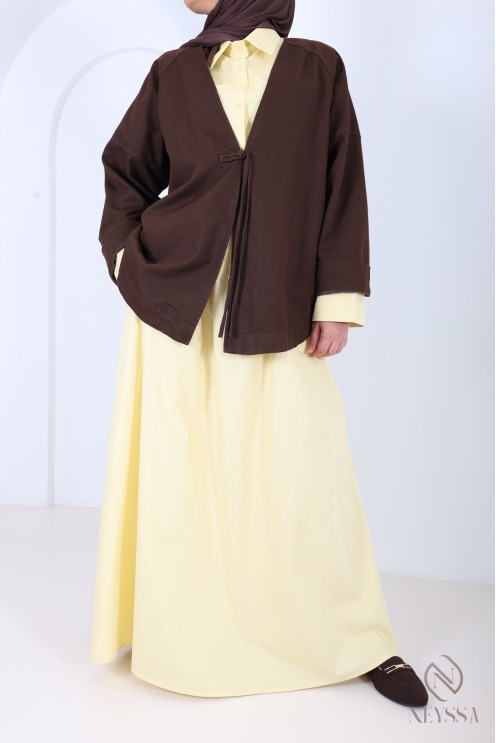 Veste style kimono mi longue en coton, look tendance d'été