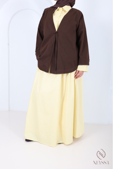 Veste style kimono mi longue en coton, look tendance d'été