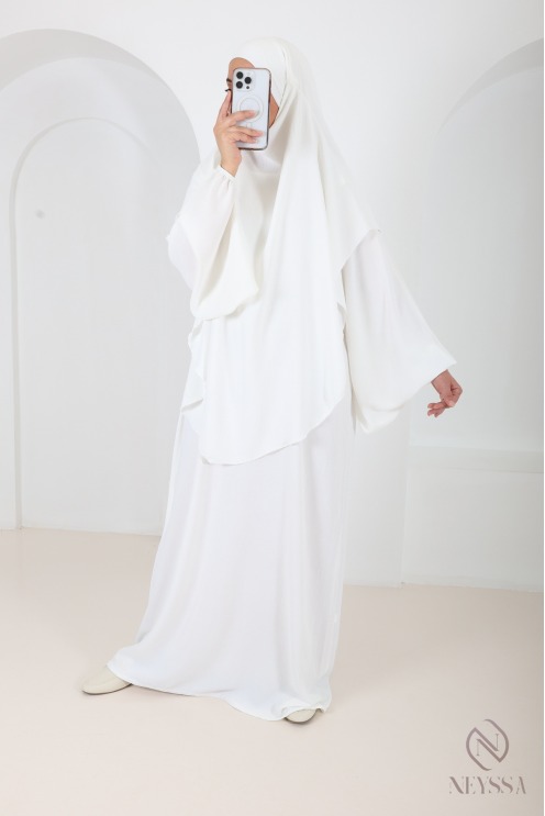 Black jazz abaya and khimar set for hijabi women