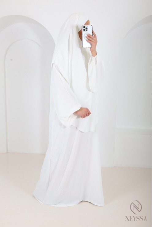 Black jazz abaya and khimar set for hijabi women