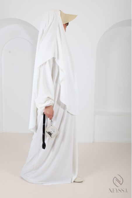 Black jazz abaya and khimar set for hijabi women